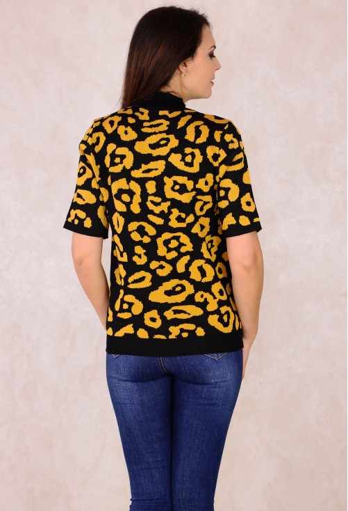 Pulover Leopard Print Mustard